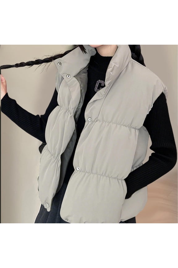 Women's Fashion Solid Sleeveless Fleece Leisure Jacket