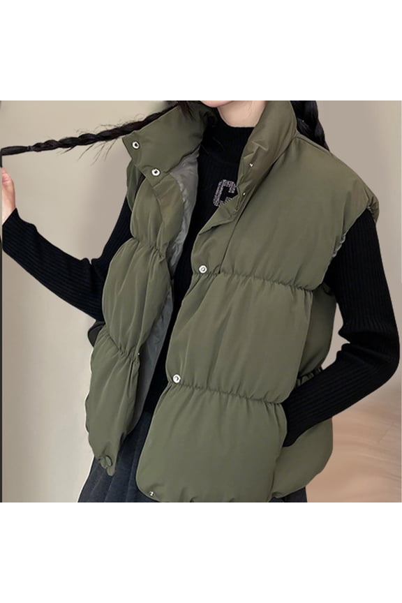 Women's Fashion Solid Sleeveless Fleece Leisure Jacket