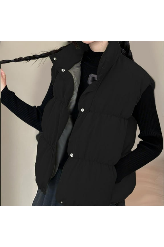 Women's Fashion Solid Sleeveless Fleece Leisure Jacket