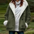 thumbnail image 1 of SDNall Women's Faux Suede Sherpa Lined Hooded Jacket with Horn Buttons and Pockets, 1 of 5