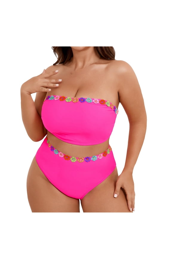 Women's High Cut Bikini with Chest Pads and Removable Straps, without Underwire, for Vacation Pool