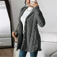 thumbnail image 1 of SDNall Women's Jacquard Hooded Cardigan, Double-Sided Fleece Button Front Coat for Fall and Winter, 1 of 8