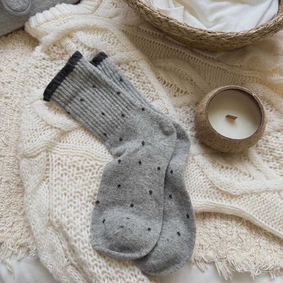 SDNall Women's Knee High Socks, Polka Dot Pattern Mid Calf Socks, Warm and Stretchy Crew Socks for Everyday Wear, Soft Breathable Socks for Women US Shoe Size 5-9