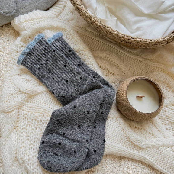 SDNall Women's Knee High Socks, Polka Dot Pattern Mid Calf Socks, Warm and Stretchy Crew Socks for Everyday Wear, Soft Breathable Socks for Women US Shoe Size 5-9