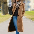 thumbnail image 1 of SDNall Women's Long Wool Blend Coat, Thick Stand Collar Double Breasted Trench with Inner Lining, 1 of 7