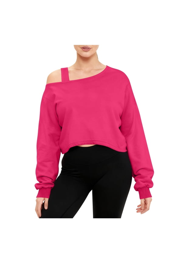 Women's Off Shoulder Top, Long Sleeve Ribbed Knit Blouse with Flare Sleeves, Casual Stretch Pullover for Daily Wear