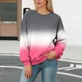 thumbnail image 1 of SDNall Women‘s Ombre Print Drop Shoulder Sweatshirt, Long Sleeve Round Neck Pullover Top for Casual Loungewear, 1 of 5