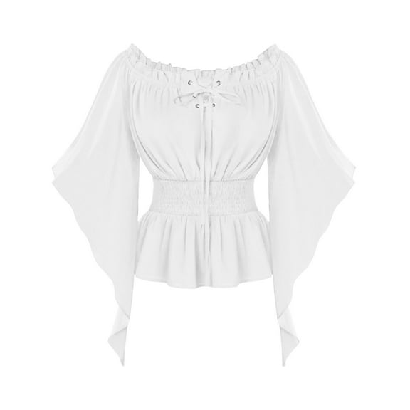 SDNall Women's Renaissance Off Shoulder Blouse - Solid Long Sleeve Costume Top