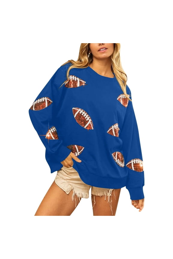 Women's Sequined Long Sleeve Hoodie - Fashionable Casual with Round Neck