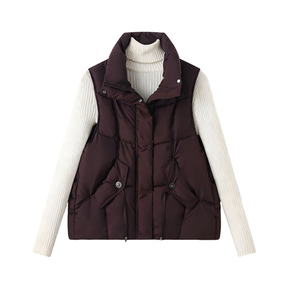 SDNall Women's Sleeveless Casual Jacket, Lapel, Loose Fit, No Hood