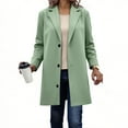 thumbnail image 1 of SDNall Women's Solid Color Faux Shearling Coat, Long Sleeve Stand Collar Button Front Longline Wool Like Jacket, 1 of 6
