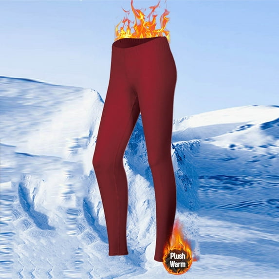 SDNall Women's Solid Color Thermal Underwear Bottoms, Slim Fit Long Pants, Winter Essentials