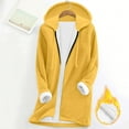 thumbnail image 1 of SDNall Women's Warm Fleece Jackets, Hooded, Loose Fit, Full Zipper, Pockets, Lamb Fur Trim, 1 of 9