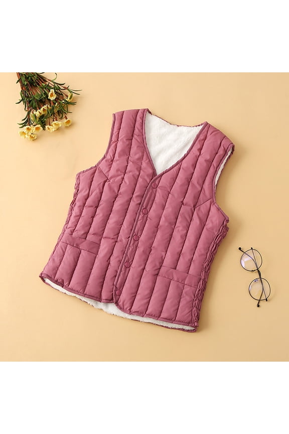 Women's Warm Zipper Jacket, Fleece Lined, Vest with Pockets, Cozy Winter Coat