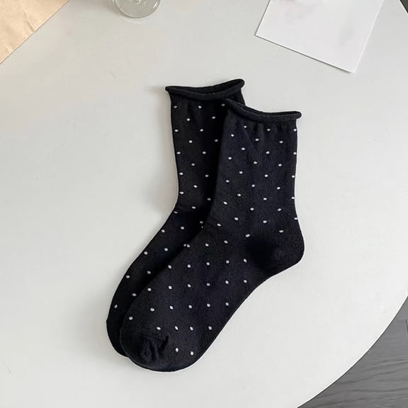SDNall Women's Winter Socks, Thermal Wool Blend Ankle Socks with Curled Cuff and Polka Dot Pattern, Comfortable and Breathable for Everyday Wear, Non-Slip Casual Socks for Women