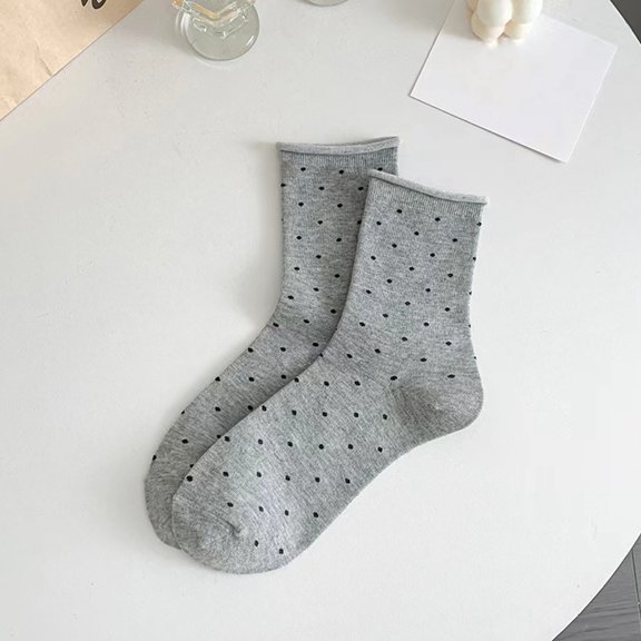 SDNall Women's Winter Socks, Thermal Wool Blend Ankle Socks with Curled Cuff and Polka Dot Pattern, Comfortable and Breathable for Everyday Wear, Non-Slip Casual Socks for Women