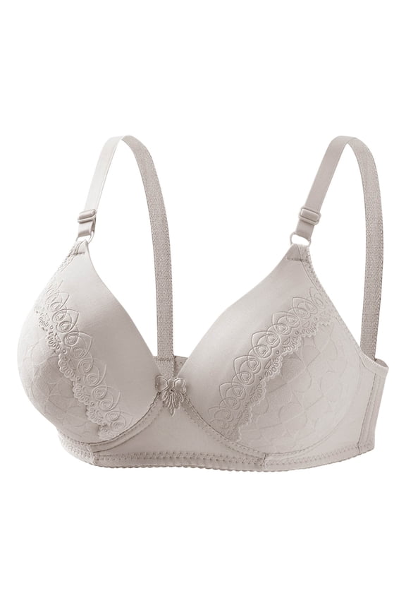 Womens A-Cup Embossed Wireless Bra Adjustable Straps & Back Closure for a Customizable Fit