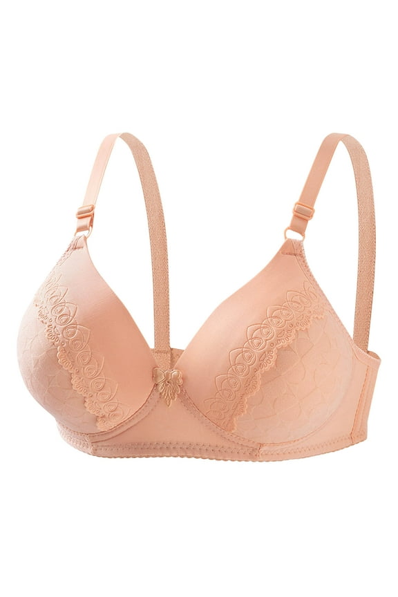 Womens A-Cup Embossed Wireless Bra Adjustable Straps & Back Closure for a Customizable Fit