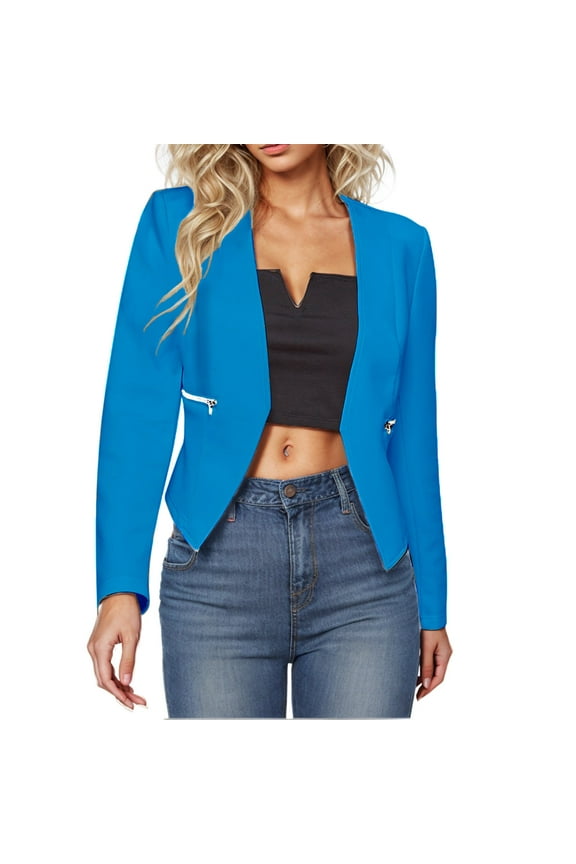 Womens Blazer Suit, Womens Jackets Winter, Open Front Cardigan, Womens Suit Open Front Cardigan Jacket Daily Commute office Solid Zipper Suit Short Blazers