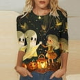 thumbnail image 1 of SDNall Womens Halloween Shirts Cute Ghosts Print Cute Funny Graphiccrewneck 3/4 Sleeve Tops Halloween Gift T Shirt (S-XXXL,Black), 1 of 5