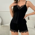 thumbnail image 1 of SDNall Womens Lace Trim Camisole Pajama Set, Sleeveless Shorts Nightwear for Home, 1 of 7