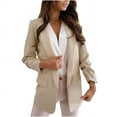 thumbnail image 1 of SDNall Womens Ladies Solid Turn Down Collar Jacket Long Sleeve Coat Outerwear Blazer, 1 of 9