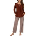 thumbnail image 1 of SDNall Womens Pajama Sets, Womens Pajama Pants, Pajama Sets for Women Soft, Womenfashionable and Casual Loose Printed Round Neck Button Up Long Sleeved Pants Pajama Set, Button Up Pajamas for Women, 1 of 7
