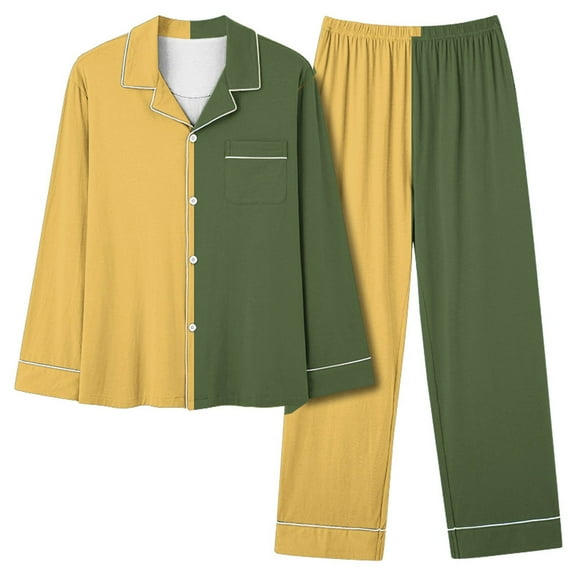 SDNall Womens Pajama Sets, Womens Pajama Pants, Pajama Sets for Women Soft, Womens Casual Stitching Fashion Long Sleeve Top Pants Pajama Set, Womens Casual Tops, Womens Pajama Set