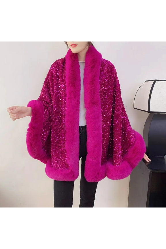 Womens Plaid Coat, Plaid Wool Coat, Womens Fashion Loose Plaid Velvet Thickened Wool Collar Knitted Shawl Cloak Womens Woolen Shawl Coat