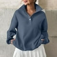 thumbnail image 1 of SDNall Womens Plush Lined Sweatshirt, Button Down Collar Long Sleeve Top, Loose Fit Fleece Lined Pullover, 1 of 9