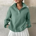 thumbnail image 1 of SDNall Womens Plush Lined Sweatshirt, Button Down Collar Long Sleeve Top, Loose Fit Fleece Lined Pullover, 1 of 9