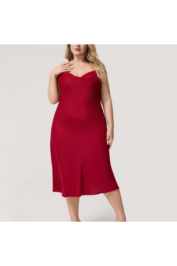 Womens Satin Nightgown, Sleeveless Slip Dress with Built-in Bra for Elegant Sleep