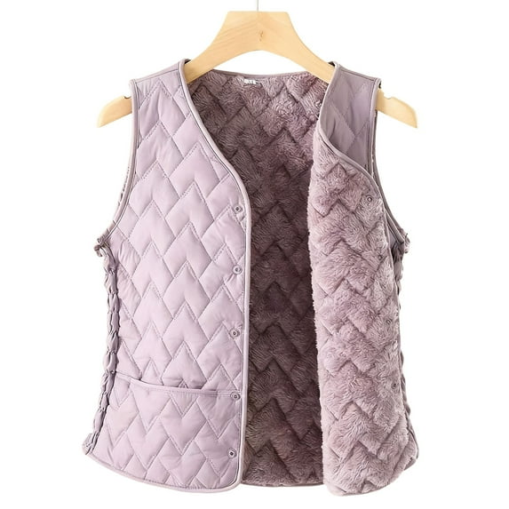 SDNall Womens Sleeveless Puffer Vest, Solid Color Quilted Casual Jacket for Layering, Winter Warm Outerwear