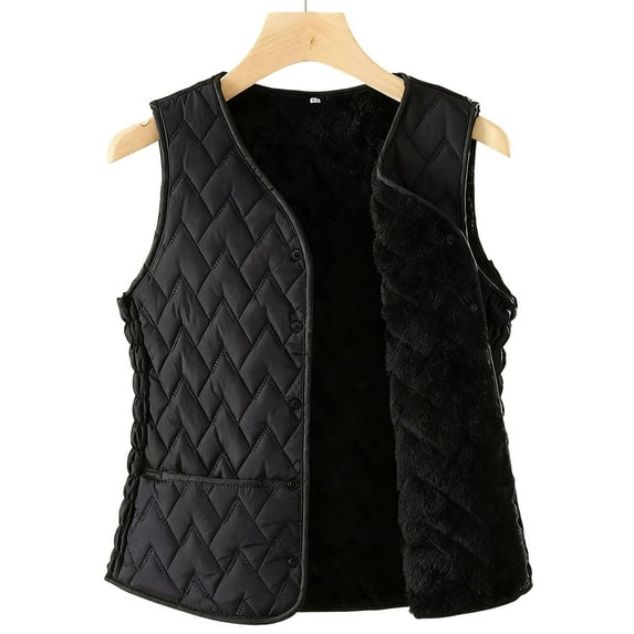 SDNall Womens Sleeveless Puffer Vest, Solid Color Quilted Casual Jacket for Layering, Winter Warm Outerwear