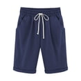 thumbnail image 1 of SDNall Womens Summer Solid Five Points Large Size Cotton Linen Pants Casual Pants, 1 of 9