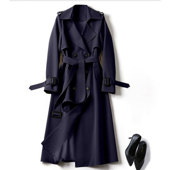 SDNall Womens Trench Coats Casual Double Breasted Drawstring Jackets Mountaineering Coat Windbreaker