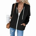 thumbnail image 1 of SDNall Womens Zip Up Hoodies Hoodie Full Zip Long Sleeve Lightweight Sweatshirts Pockets Jacket Coat (Black, Sizes S-XXXL), 1 of 9