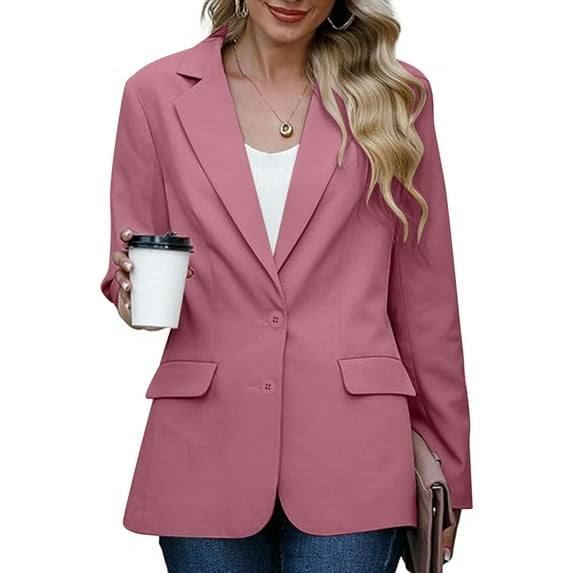 SDNall Work Blazers for Women Bussiness Casual Blazers Open Front Long Sleeve Work Office Blazer Jacket with Shoulder Pads Fall Fall Clothing Sizes:S-3XL