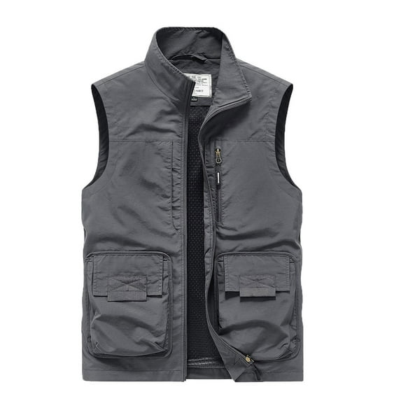 SDNall Work Jackets for Men, Mens Sport Coat, Sports Jackets for Men, Mens Work Clothes Jacket Solid Color Stand Collar Multiple Pockets Outdoor Sports Photography Casual Coat, Work Clothes for Men