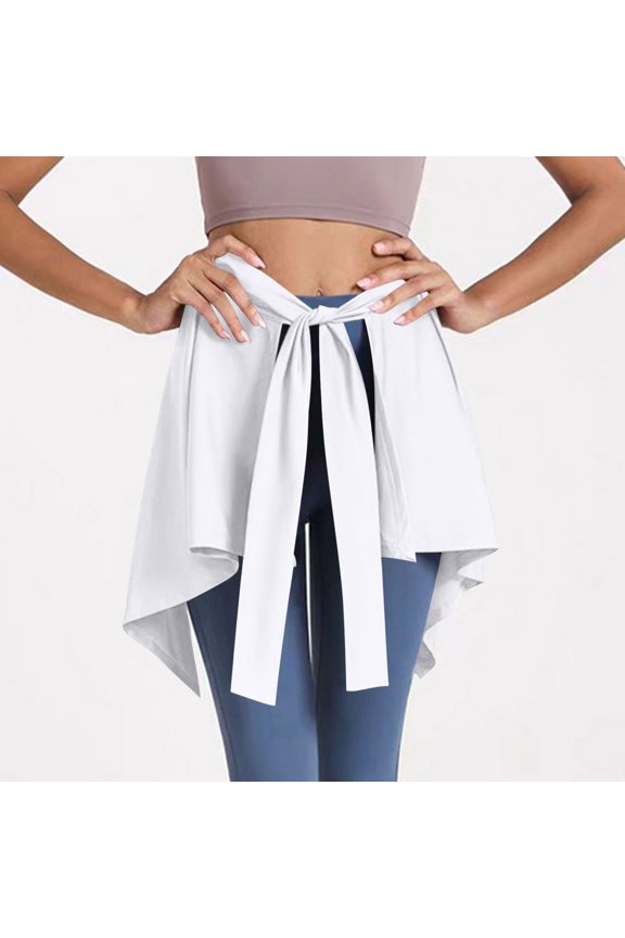 Yoga Skirt Cover-Up for Women, Sleeveless Round-Neck Tank Top with Built-In Modesty Skirt, Solid Color Casual Tee for Gym and Daily Wear