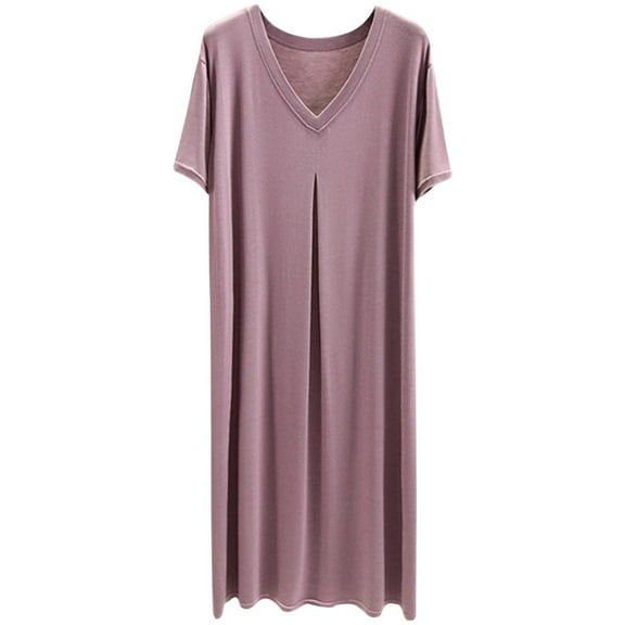 SDNall nightgowns for women Fashion Short Sleeve V-Neck Dress