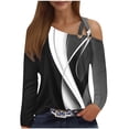 thumbnail image 1 of SDNall on Shoulder Top, Womens Circular Double Suspender Sloping Shoulder Long Sleeved T-Shirt Top, 1 of 4