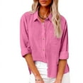 thumbnail image 1 of SDNall Oversized Shirts for Women V Neck Loose Longt Sleeve Casual Work Tops with Pocket Button Up Shirt Women, 1 of 9