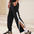 thumbnail image 1 of SDNall sweatpants for men Solid Spring Fashion Casual Open Buckle Full Length Pants, 1 of 9