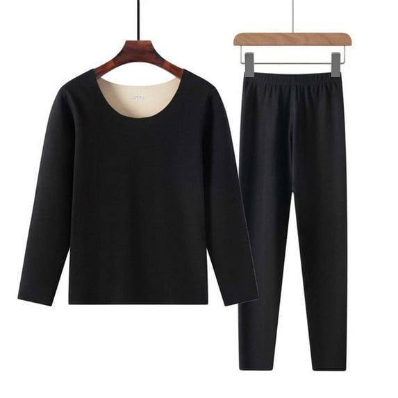 SDNall thermal Underwear for Women, thermal Shirts for Women, Womens thermal Tops, Women'S thermal Underwear Women'S inner Wear Bottoming Shirt Thick Top and Pants Set, Women thermal Underwear Set