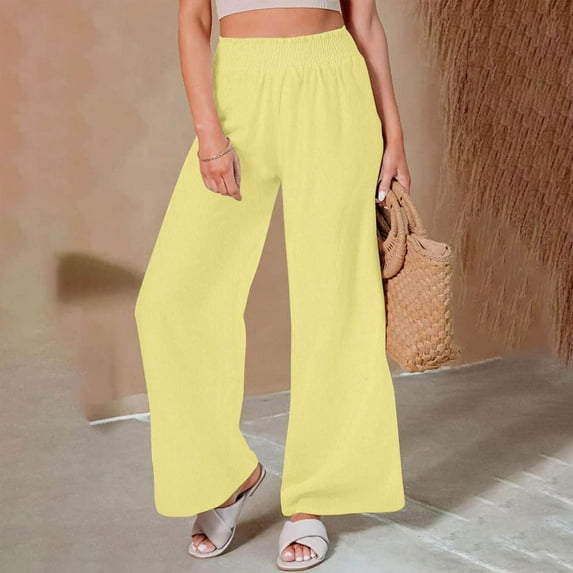 SDNall Wide Leg Pants for Women Loose Wide Leg Pants High Waist Straight Pants Casual Pants Straight Leg Pants