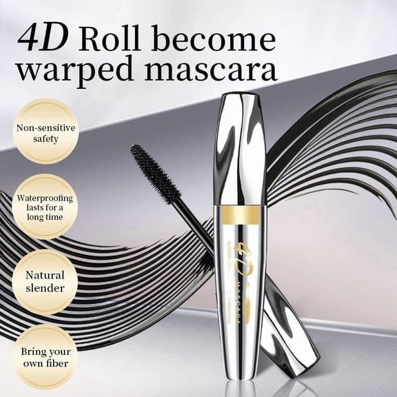 SDOHIG 4D Thick Dense Curling Waterproof Mascara, Black, Non-Smudging and Clump-Free, Volumizing and Lengthening, All-Day Curl Hold, Intense Black Finish