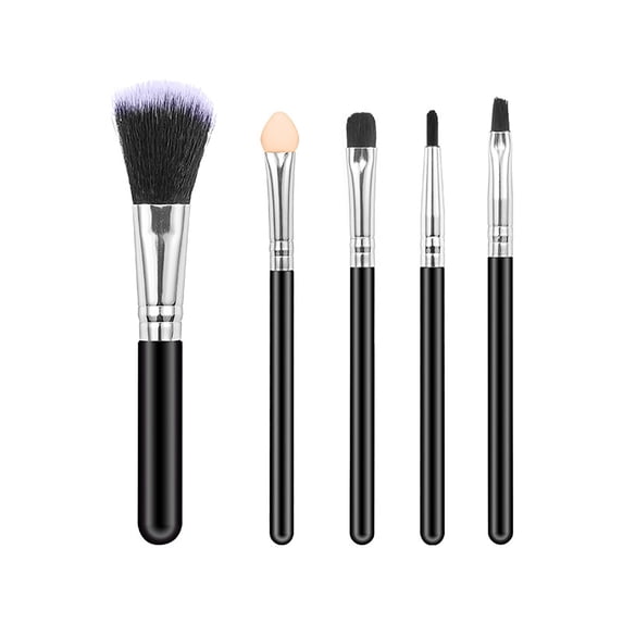 SDOHIG 5-Piece Eyeshadow Brush Set Professional Cosmetics Blending Tool Kit, Black Pink Handle Design, Includes Lip Blush Eyelash Brushes, Travel-Friendly Essential