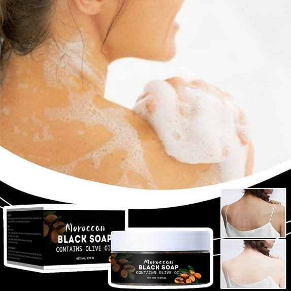 SDOHIG Bath Bar Soap, Moroccan Black Soap with Olive Oil, Deep Cleansing and Nourishing for Soft, Hydrated Skin, Natural Exfoliation