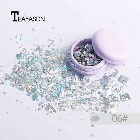 SDOHIG Body Glitter, Face Glitter, Rave Festival Chunky and Fine Glitter Mix,8 Colors Iridescent Loose Glitter, Cosmetic Makeup Face Body Hair Glitter